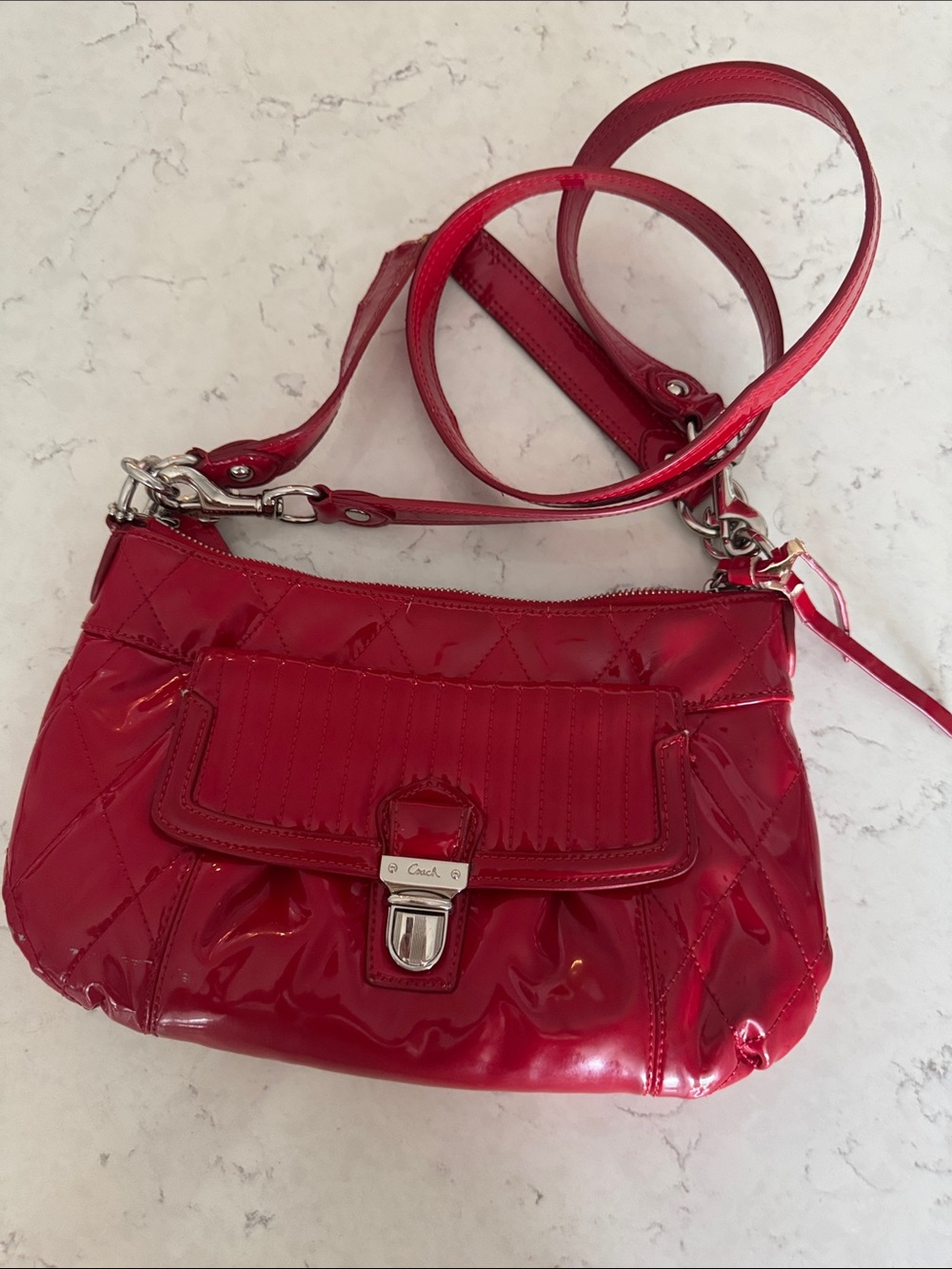 Coach Glossy Red Patent Leather Crossbody Bag